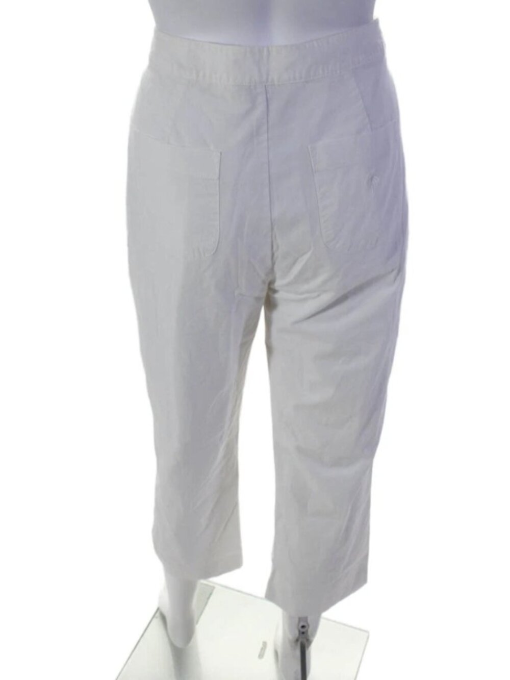 Lilly Pulitzer Embroidered Cotton Button Zip Tapered Cropped Leg Pants White Si - Picture 4 of 8